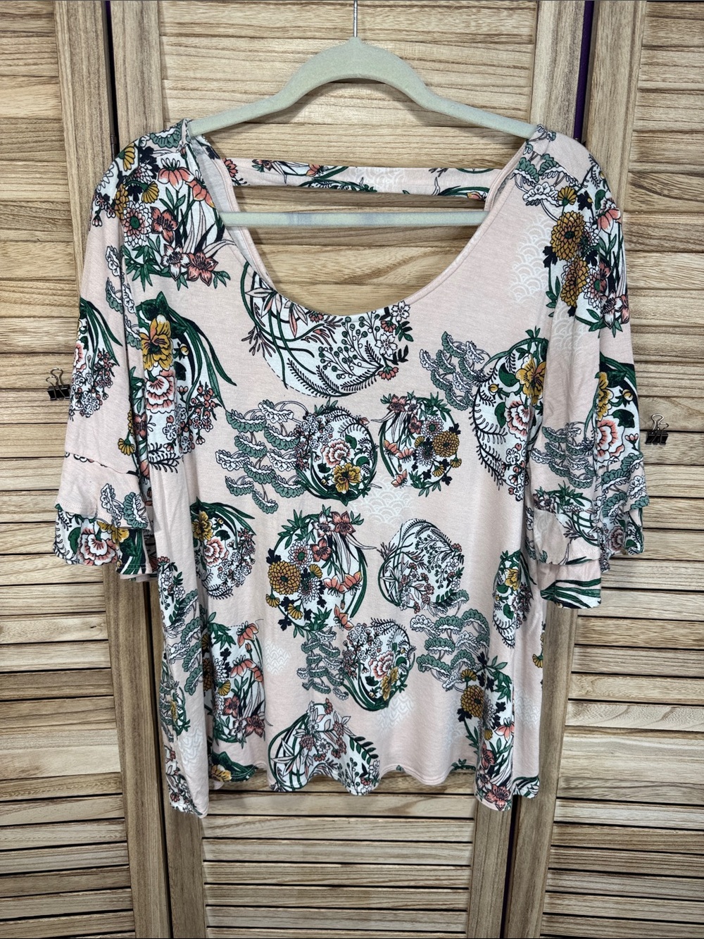 Maurices 24/7 Women's Floral Scoop Neck Top - Pink Size XXL